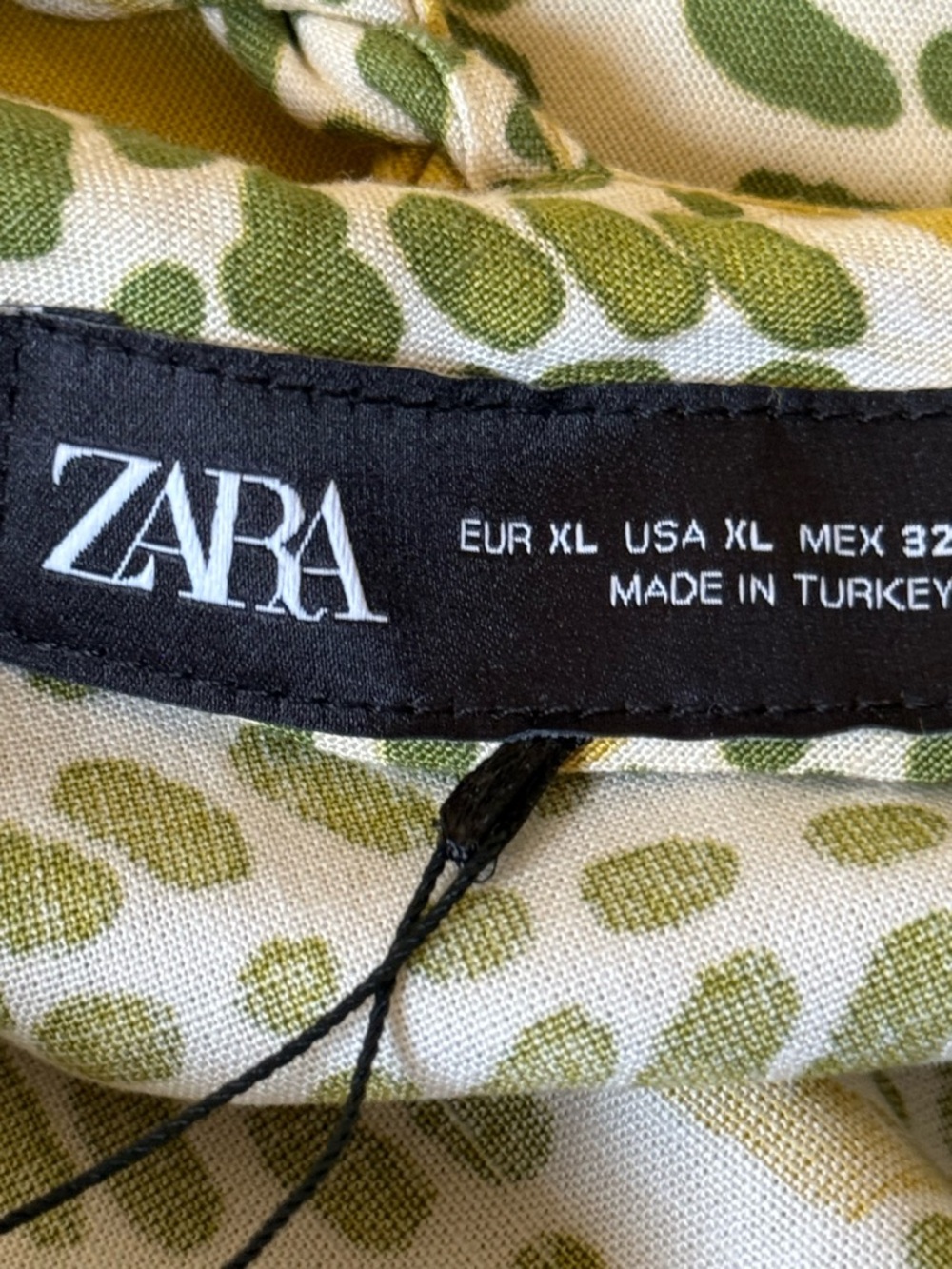 NWT Zara Green /Yellow Linen Blend Leaf Print Backless Halter Midi Dress Size XL - Picture 4 of 14